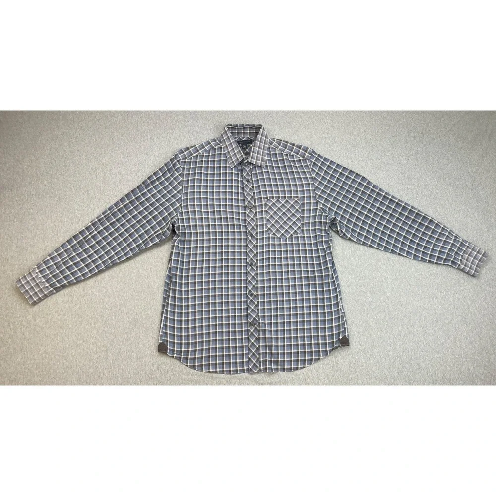 Banana Republic Shirt Men Medium (15-15.5)  Plaid Cotton Blend Stretch Button Up